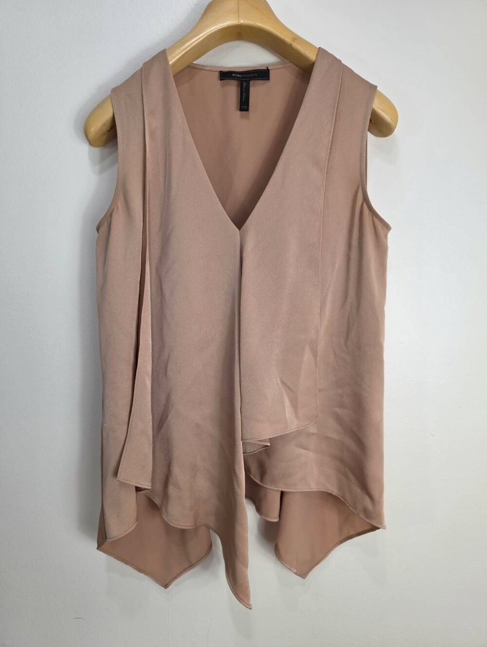 BCBG Max Azria Blouse Tank Top 2X Small Draped High Low Sleeveless
